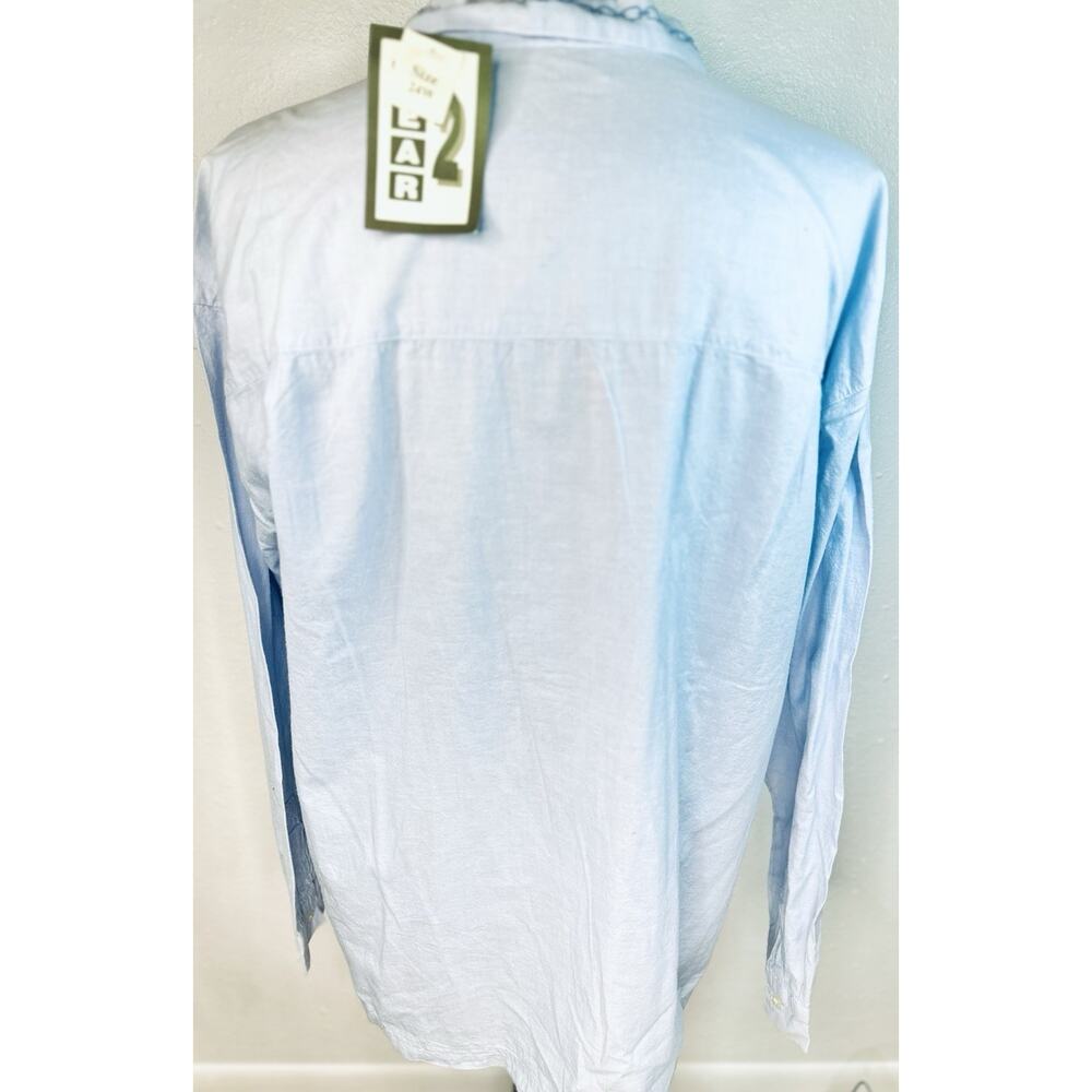 Vtg Blue Button Up With Chain Link & Heart Embroidery Western Cottage Plus 24W - Picture 7 of 7